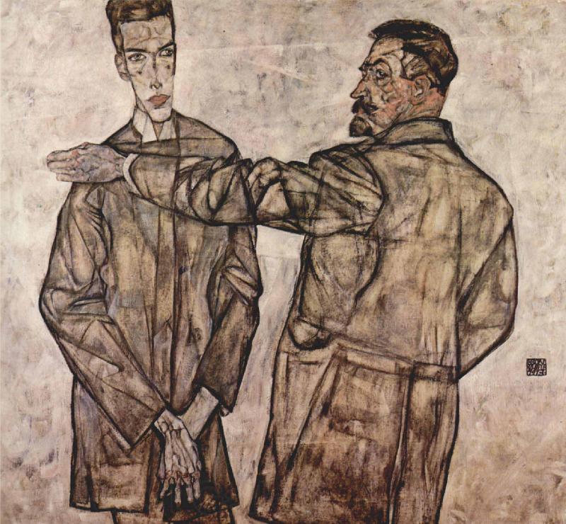 Egon Schiele Double Portrait of Heinrich Bensch and his Son Otto Germany oil painting art